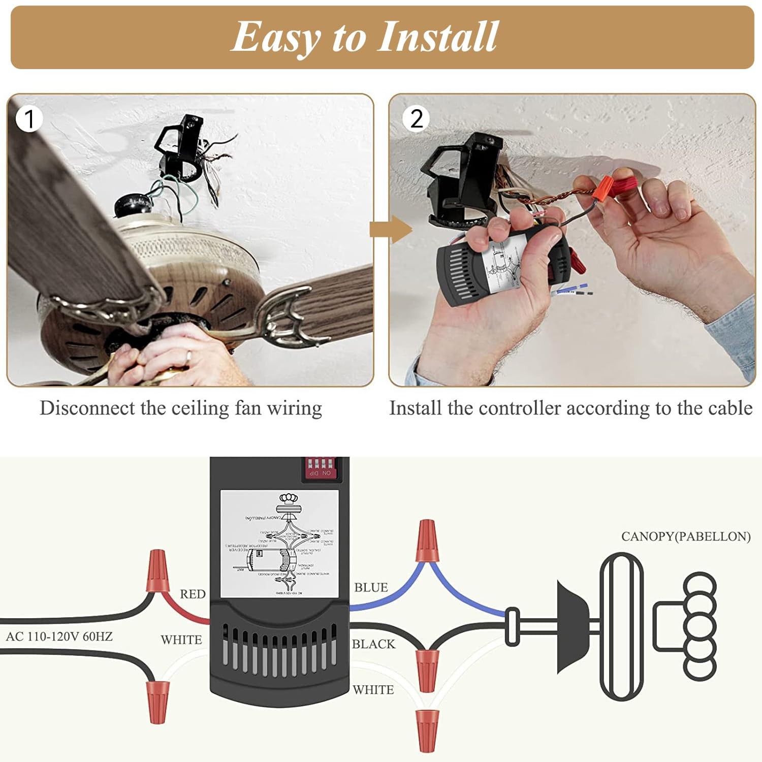 Universal Thermostatic Ceiling Fan Remote Control Kit, Ceiling Fan Remote for...