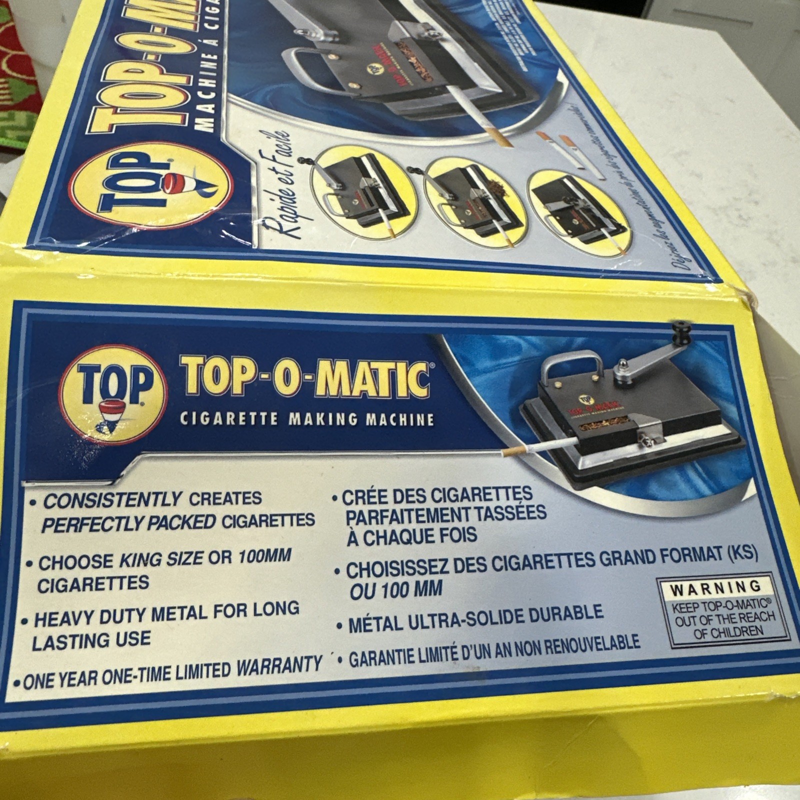 TOP O MATIC CIGARETTE ROLLING MACHINE KING SIZE & 100MM ^
