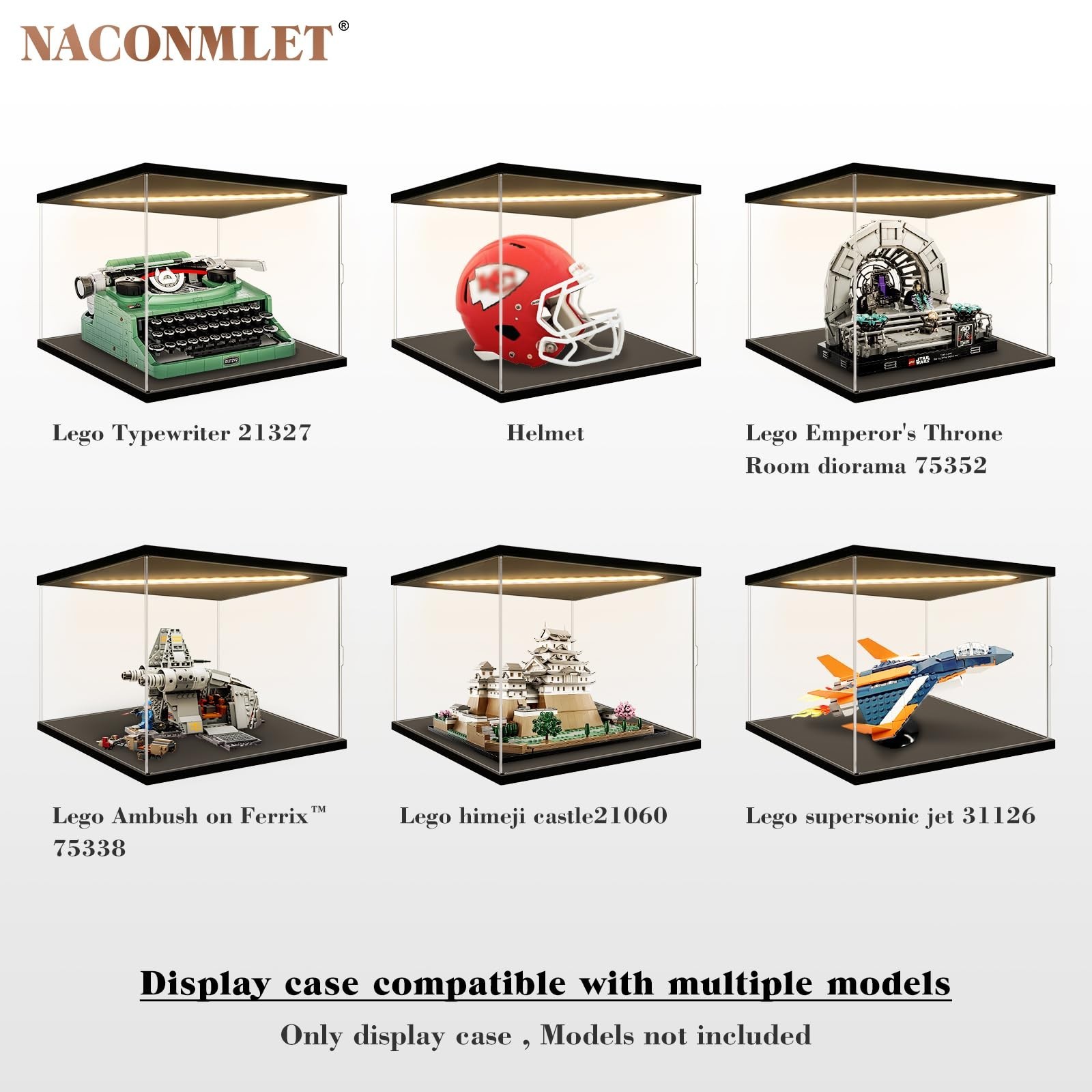 Clear Acrylic Display Case-LED-Lit-Display Boxe for Lego Sets -Dustproof Prot...
