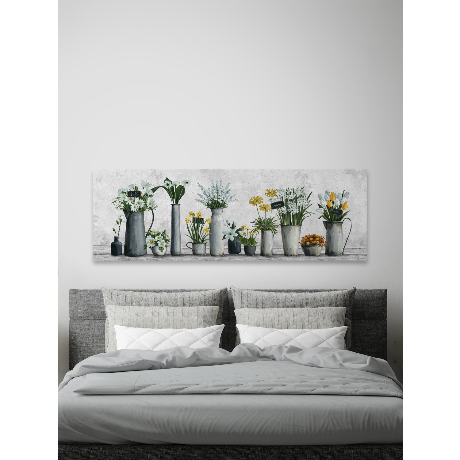 Marmont Hill White and Yellow Flowers Painting Print on Wrapped Canvas