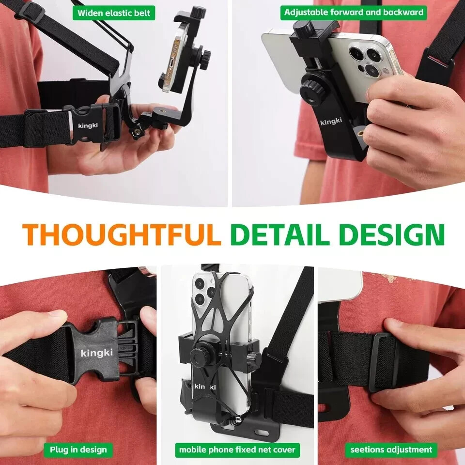 Mobile phone chest mount harness strap cell phone holder mount for video