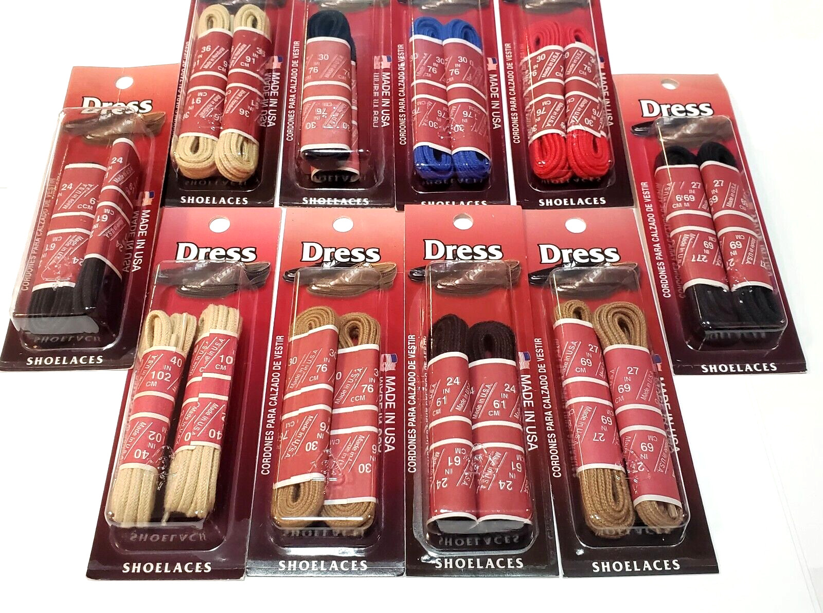 Men's Dress Shoe Laces 2 Pair In One Box Grade Thin Pick Your Sizes and Color