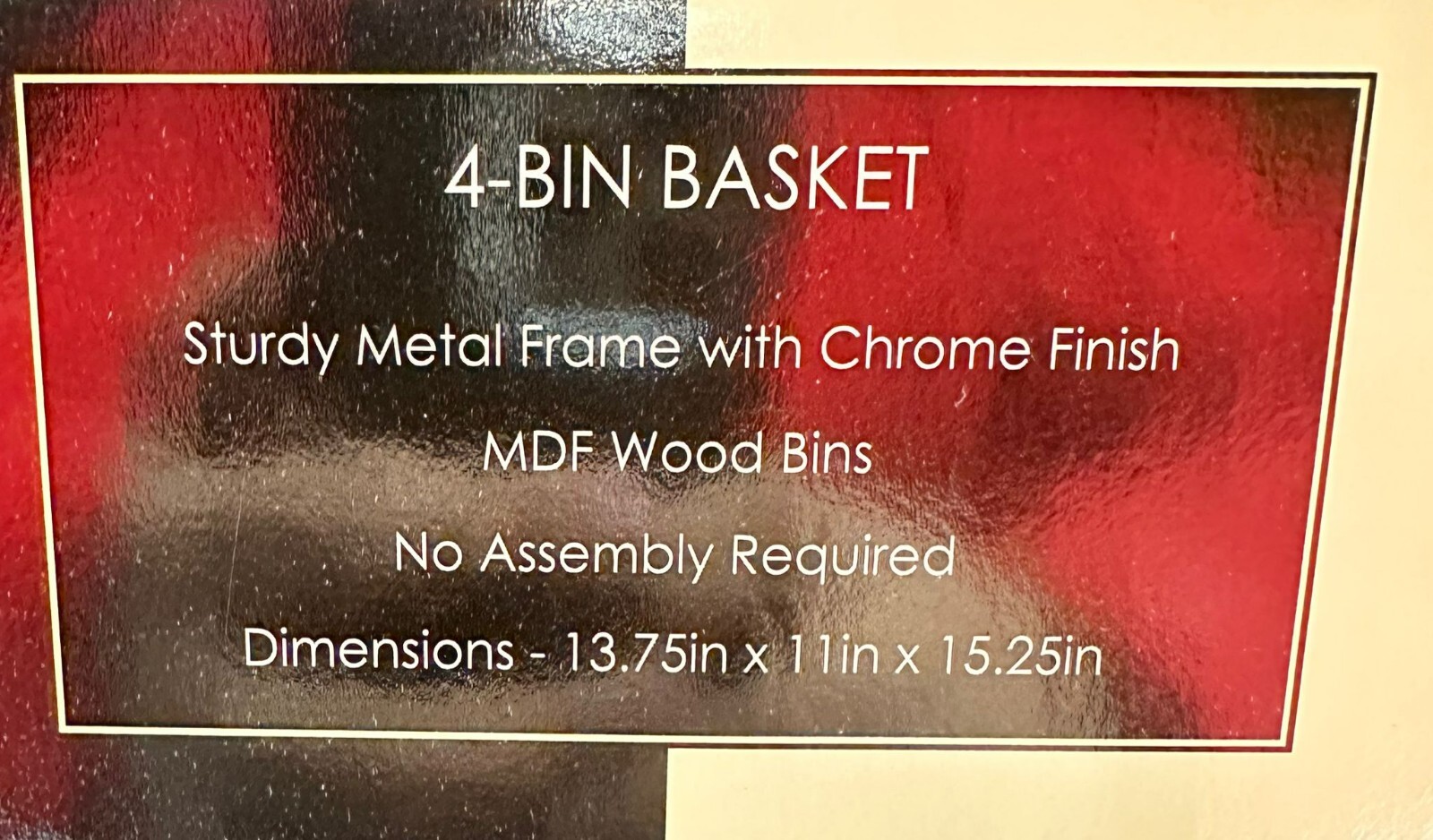 Organize it All 4 Basket Desktop Bin Wood & Chrome Collection 10874