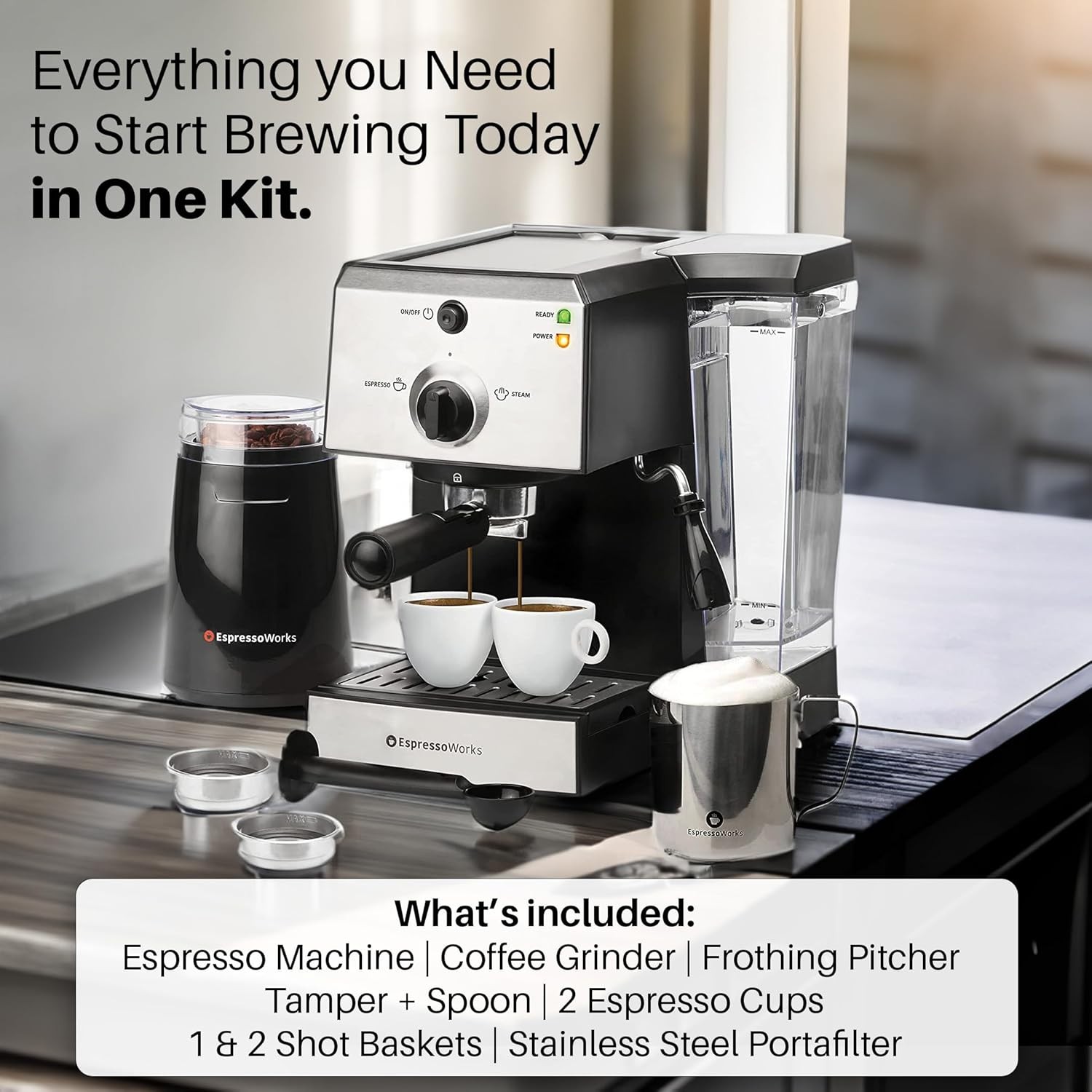 Espresso Machine Kit Grinder Frother Complete Set