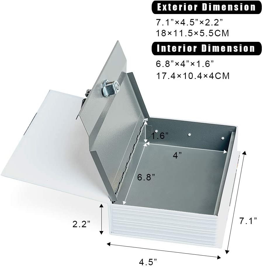 Small Diversion Book Safe Storage Box, Metal Can with Security Combination Lock/