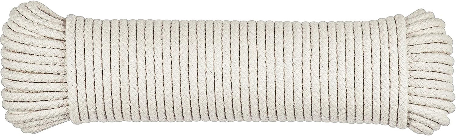Steadmax 100 Ft Natural Cotton Rope, Clothesline Cord, 1/4 Inch General Purpose