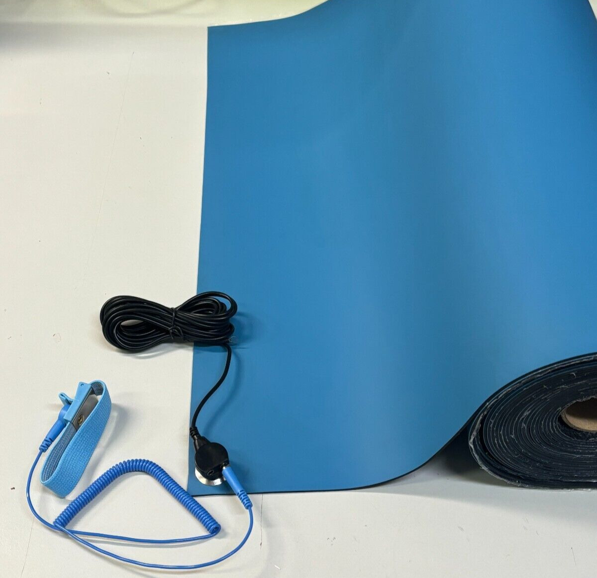 ESD Anti Static Grounding Mat with Wrist Strap & Ground Cord , 2' Wide x 3' Long