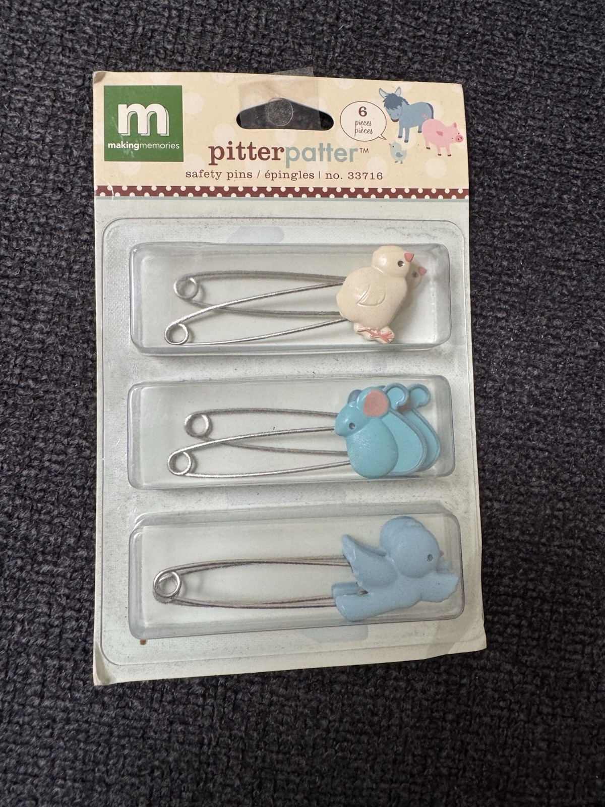 Brand New Making Memories 6 Diaper Safety Pins