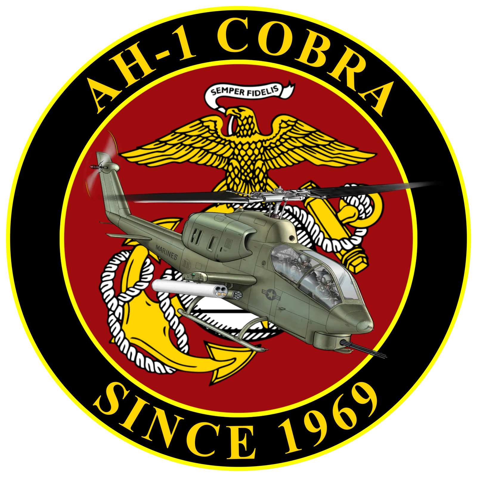 Officially Licensed USMC AH-1 Cobra "Since 1969" Sticker