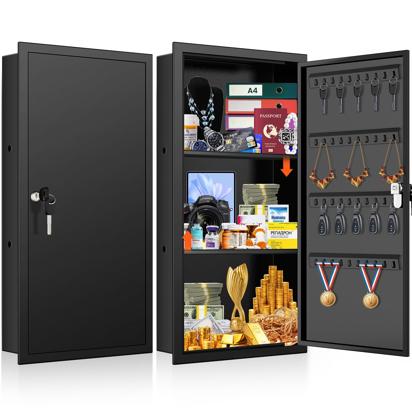 25.6" Tall Wall Safe Between 16" Studs | 33% Larger Capacity | In Wall Safe