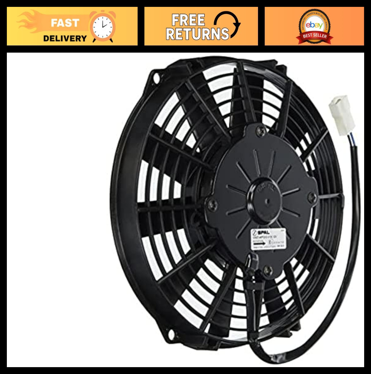 9" Low Profile Straight Blade Fan - High Airflow Cooling, Compact Design, Black