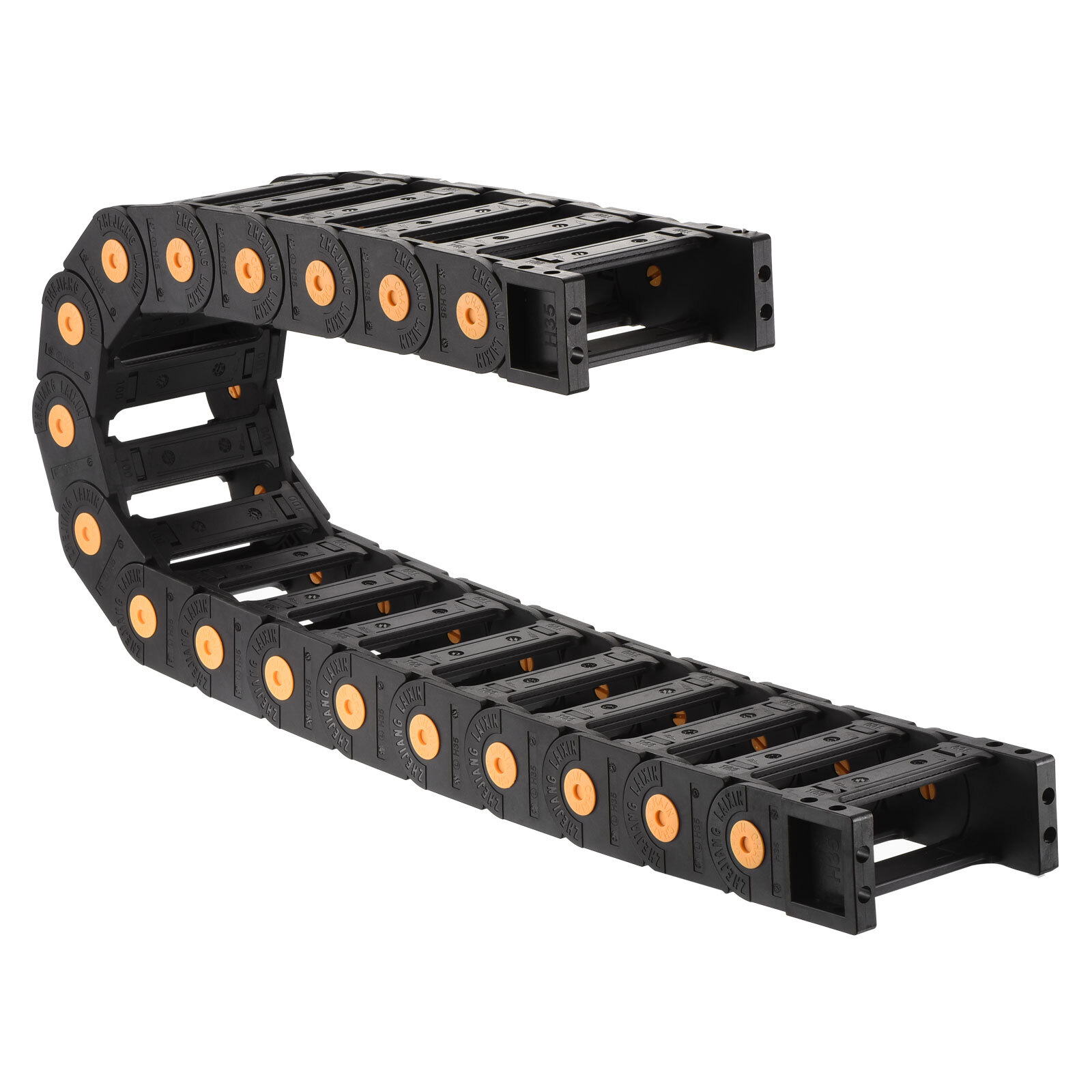 Drag Open Type Cable Chain with Connector Ends R100 35x100mm