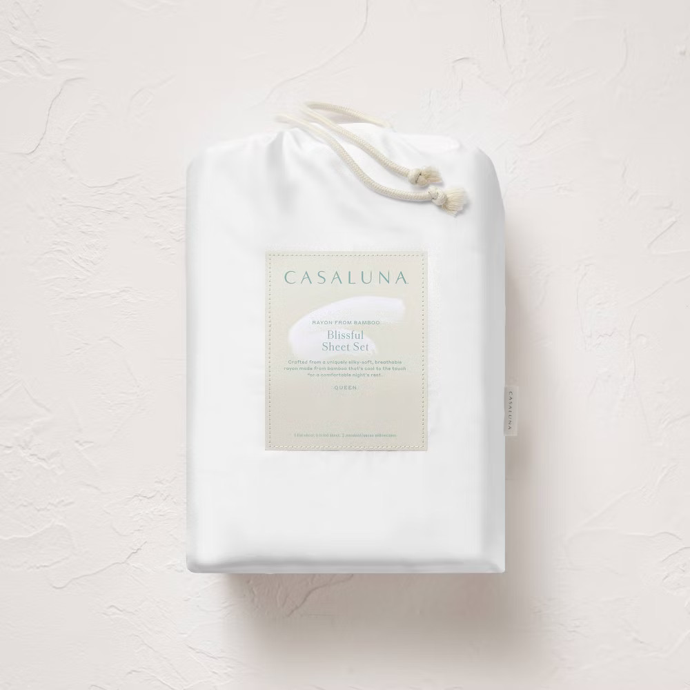 King 400 Thread Count Rayon from Bamboo Sheet Set White - Casaluna