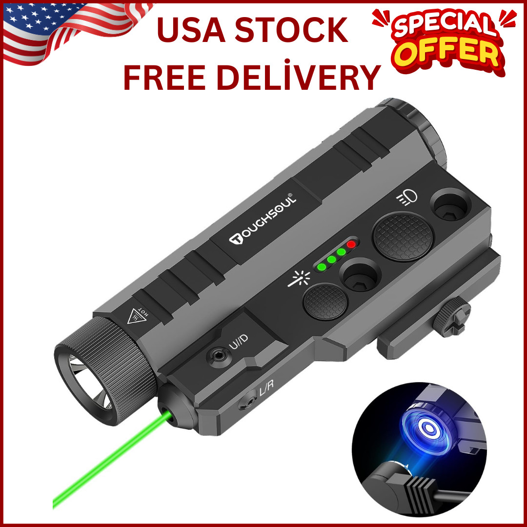 Mlok Picatinny Tactical Flashlight Laser Sight Combo, 2400 Lumen Max Light with