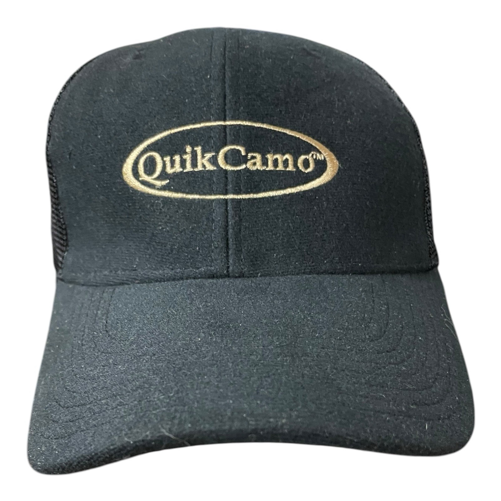 QuikCamo Camo Rear Face Hat Cap one size fits most Black Gold Logo