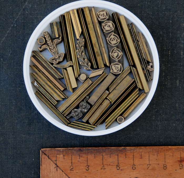 Lot of brass ornaments lines bookbinding gilding bookbinder leather Art_Nouveau'