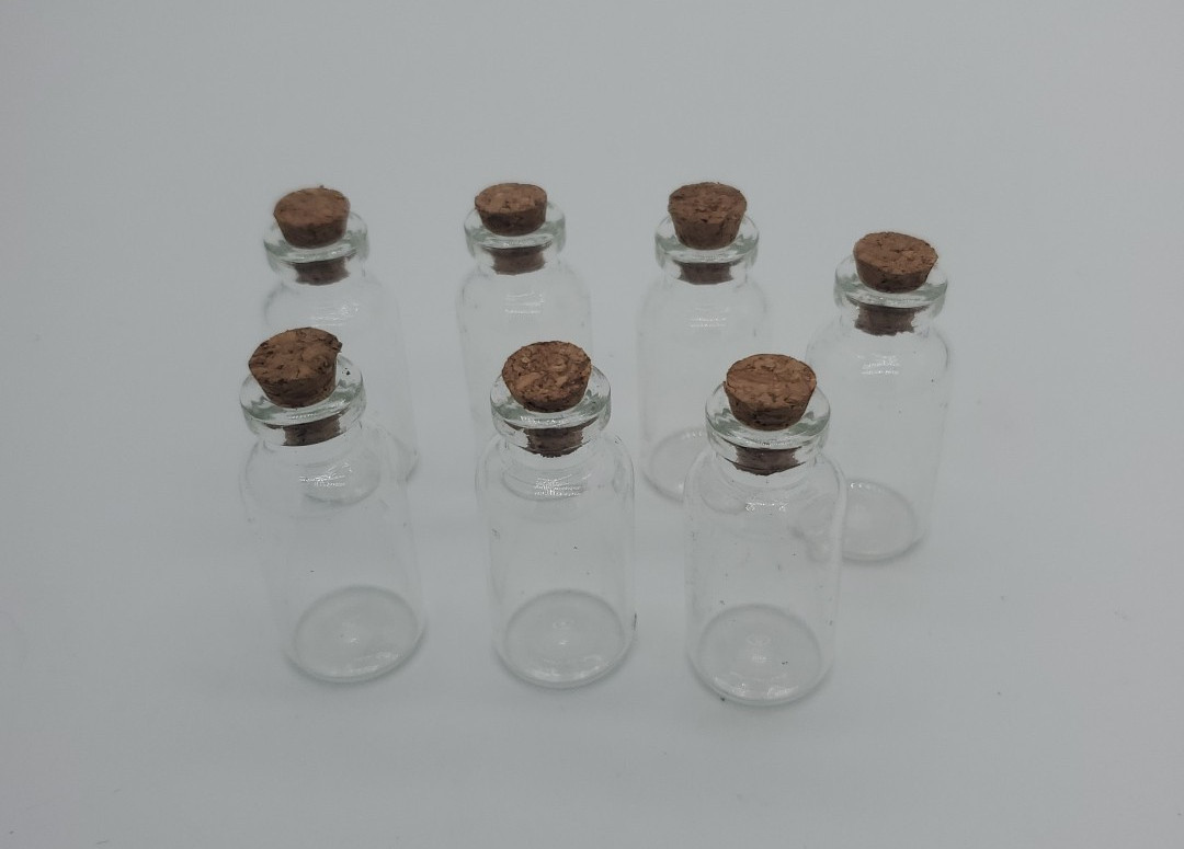 Mini Glass Vials with Cork Stoppers Lot of 9