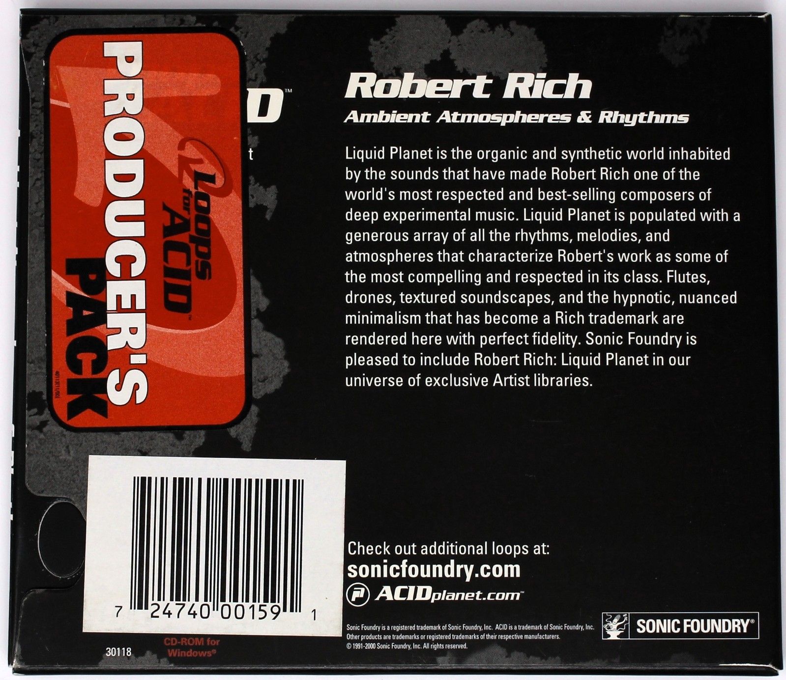 Sonic Foundry Robert Rich Liquid Planet Loops For Acid Sound Library/Sampling CD
