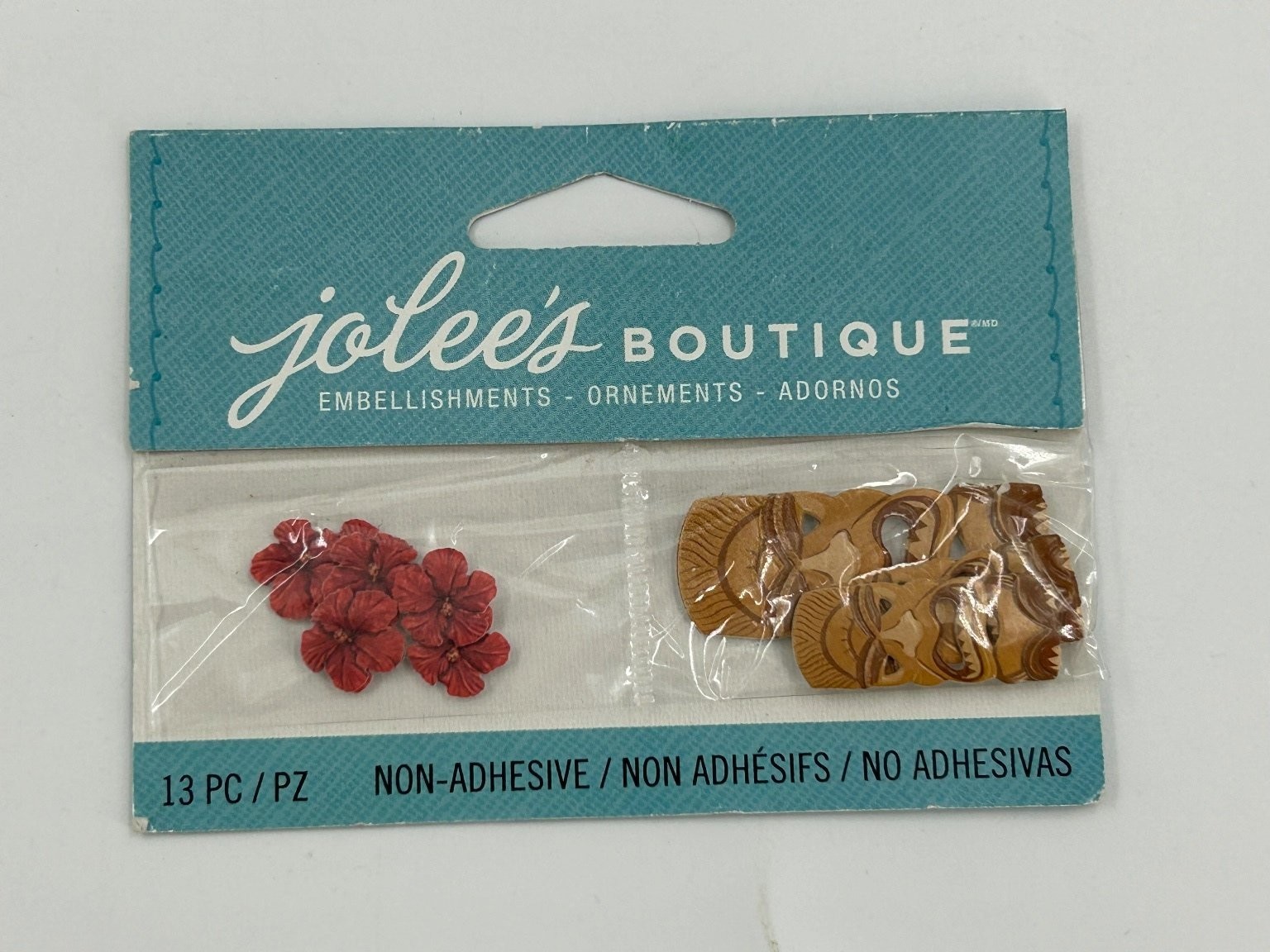Jolee's BOUTIQUE Tiki Masks & Flowers Embellishments 13 PC Non-Adhesive