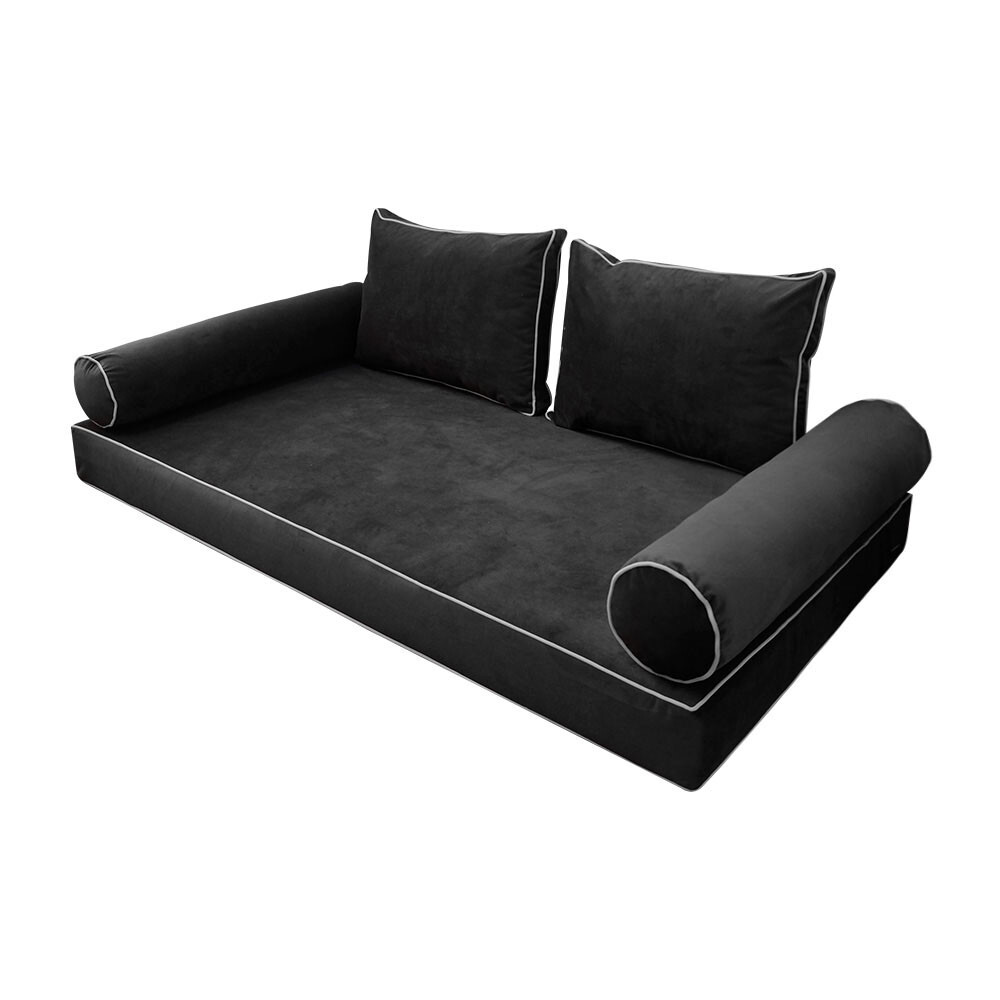 SLIPCOVER ONLY V1 Velvet Indoor Daybed Mattress Pillow Contrast Trim Full AD350