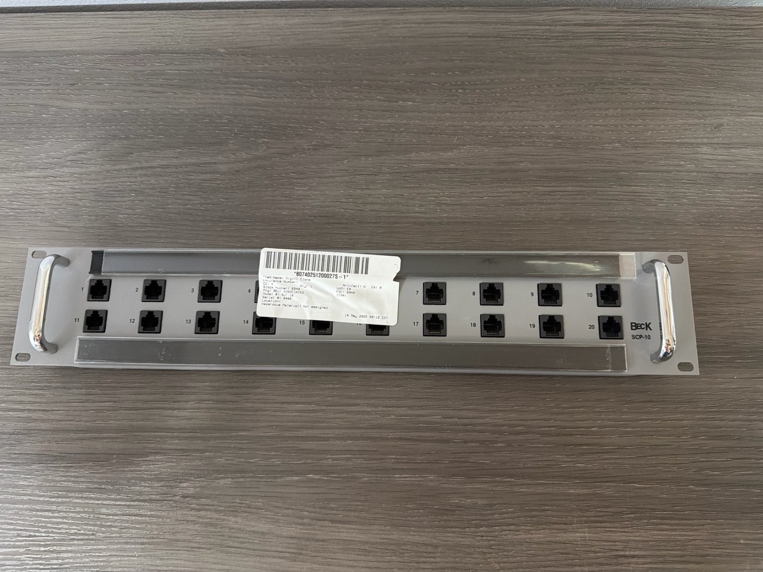 Beck SCP-10 Serial Patch Panel DB9 - RJ45 20-Port Rack Mount RS-232/422 NASA JSC
