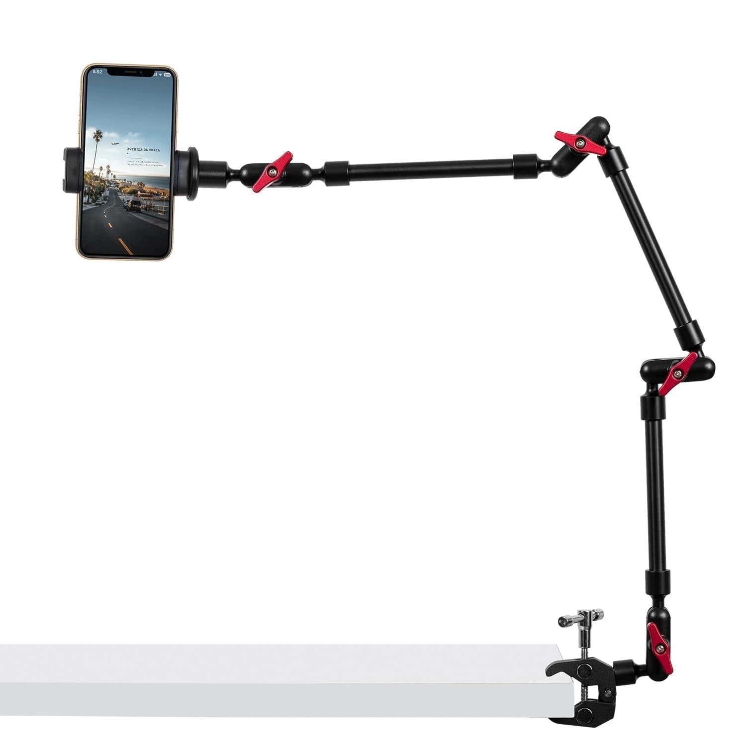 Adjustable Articulating Magic Arm Clamp Phone Holder Desk Mount Tripod