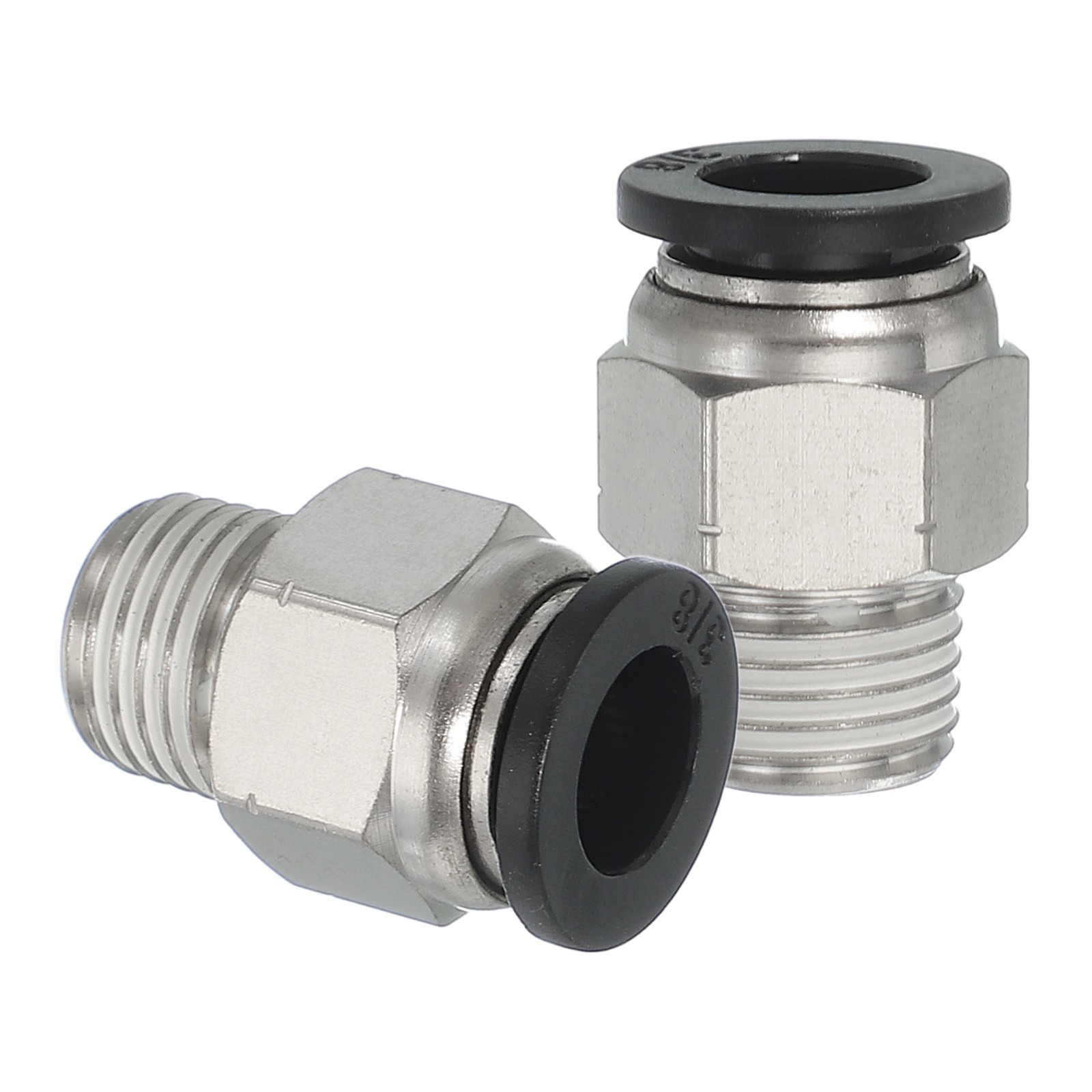 2 Pcs NPT Female 3/8" Tube OD x 1/4" NPT Thread Push to Connect Fittings Black