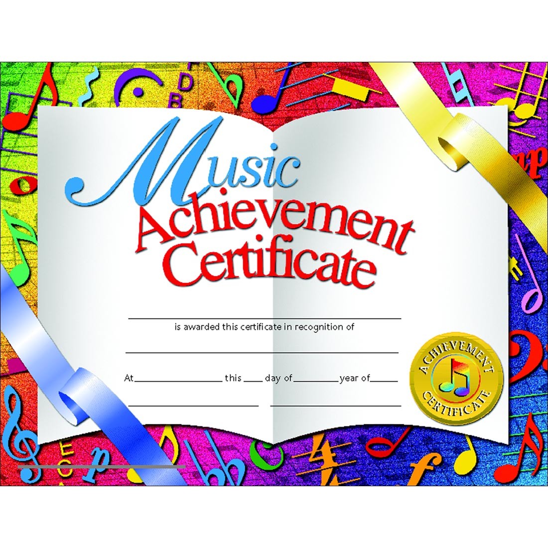 Music Achievement Multi-Color Certificates