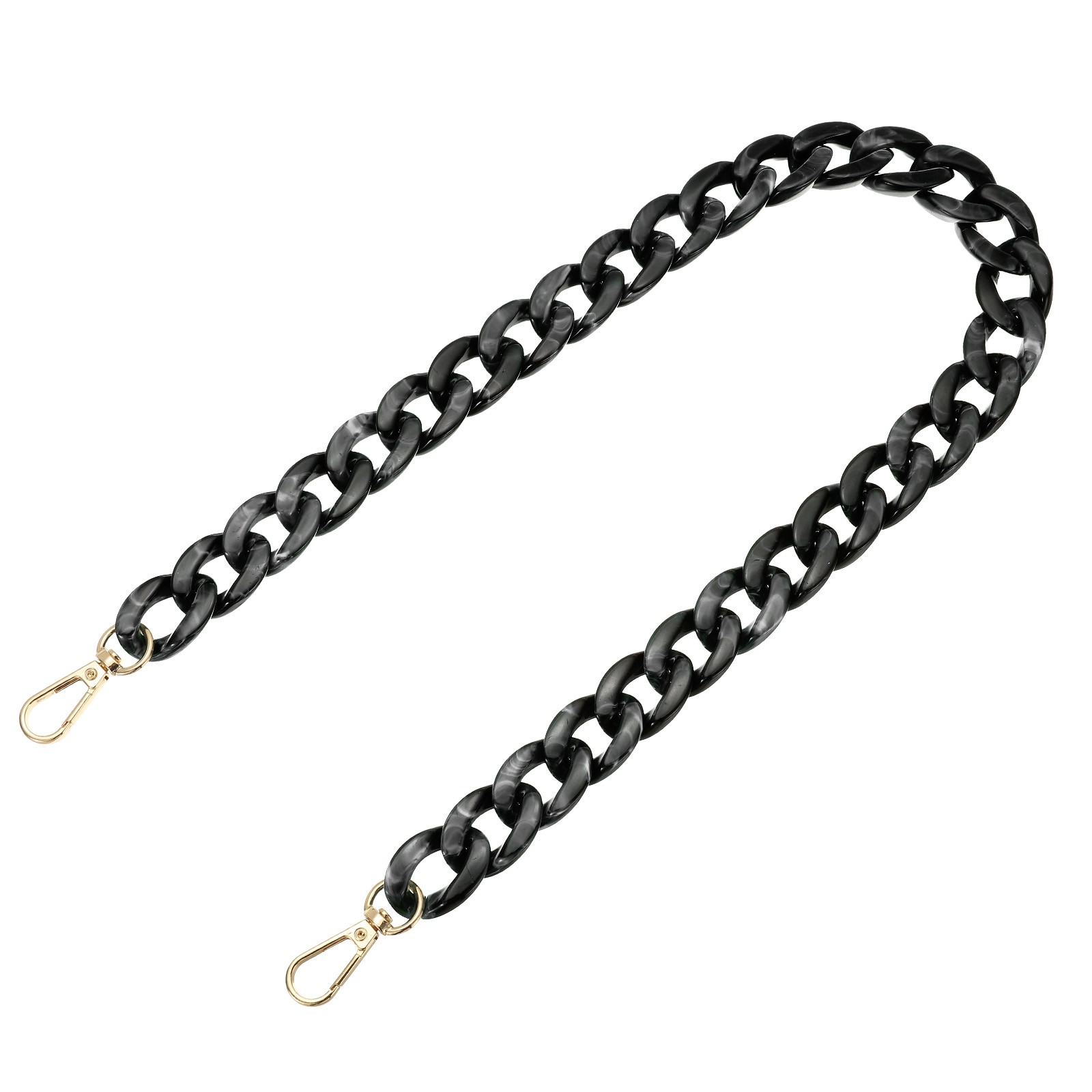 Dark Black 24" Acrylic Chain Purse Strap Luxury Handbag Strap for Replacement