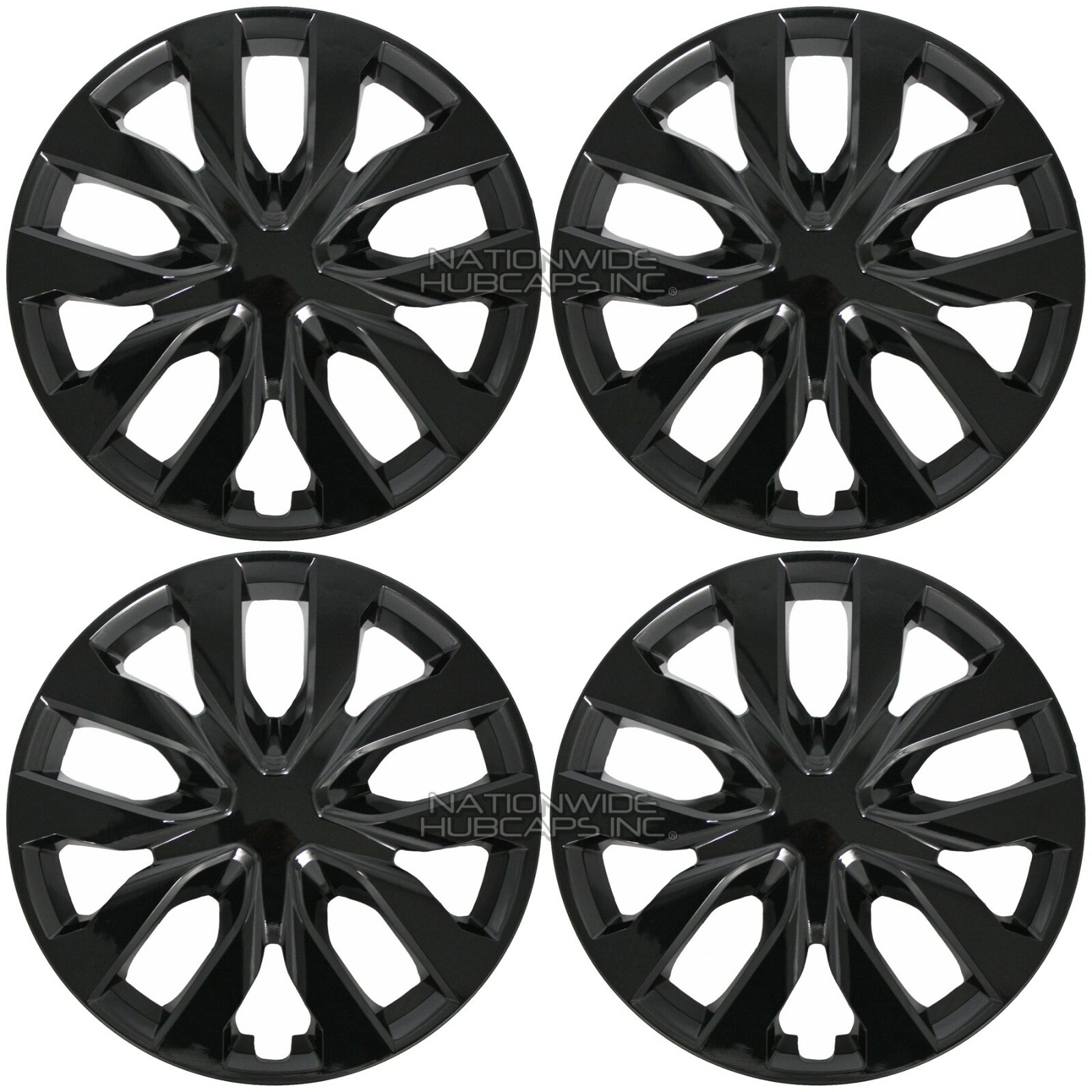 16" Set of 4 Black Wheel Covers Snap On Full Hub Caps fits R16 Tire & Steel Rim