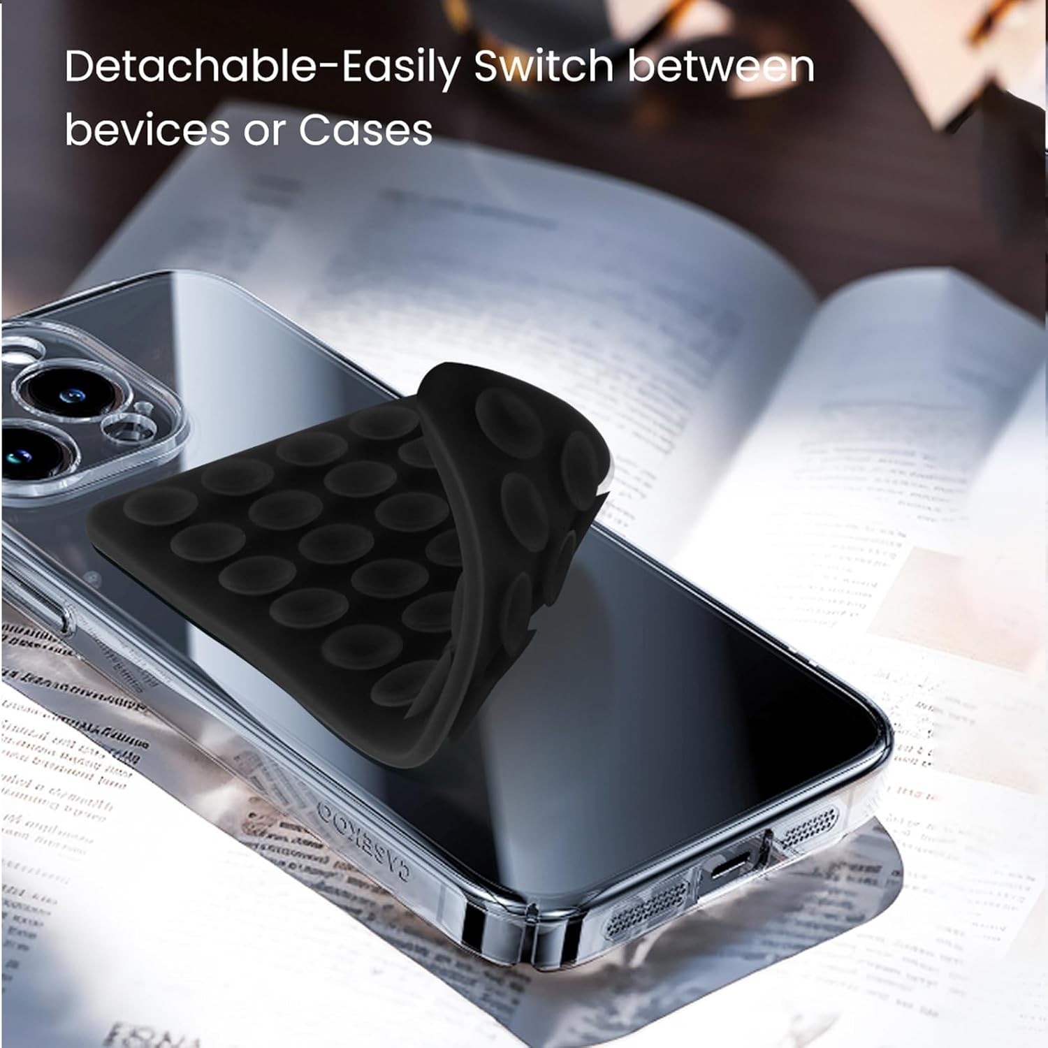 2 Pack Silicone Octo Cup Buddy Sticky Grip Holder for Cellphone, Black