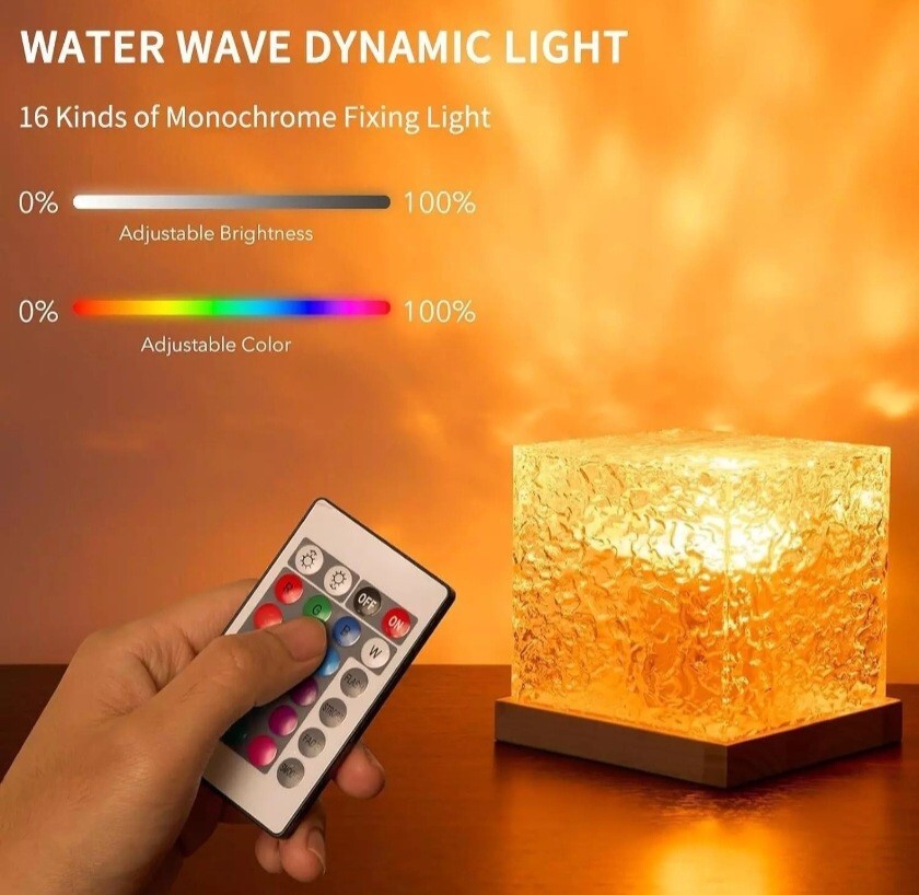 Northern Lights Ocean Wave Projector Light 16 Colors Color Cube Lamp w/ Remote