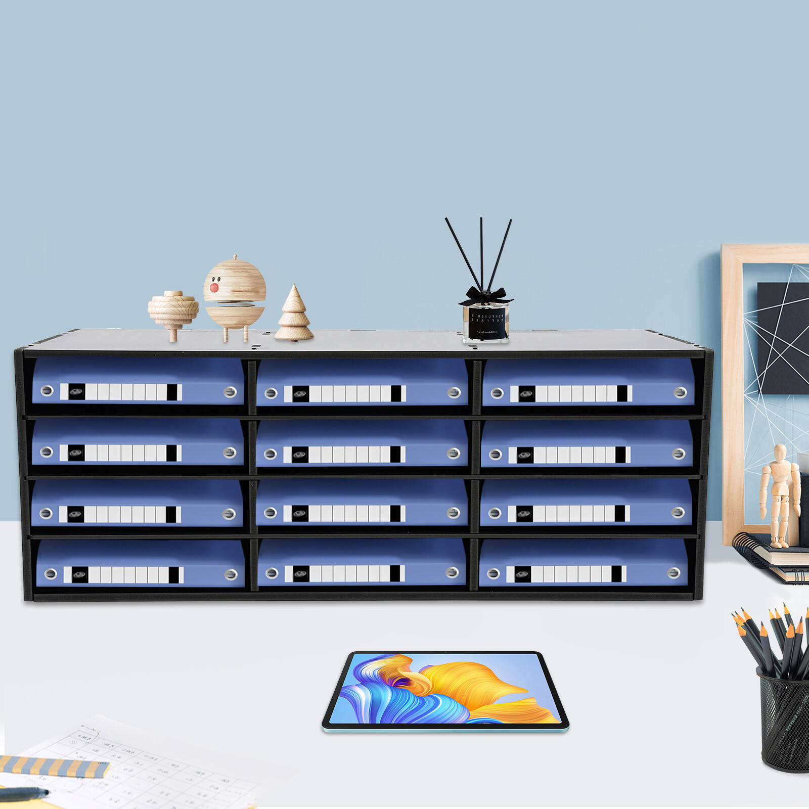 4 Tiers PVC Desktop Countertop Literature Organizer Black Office Home Use NEW
