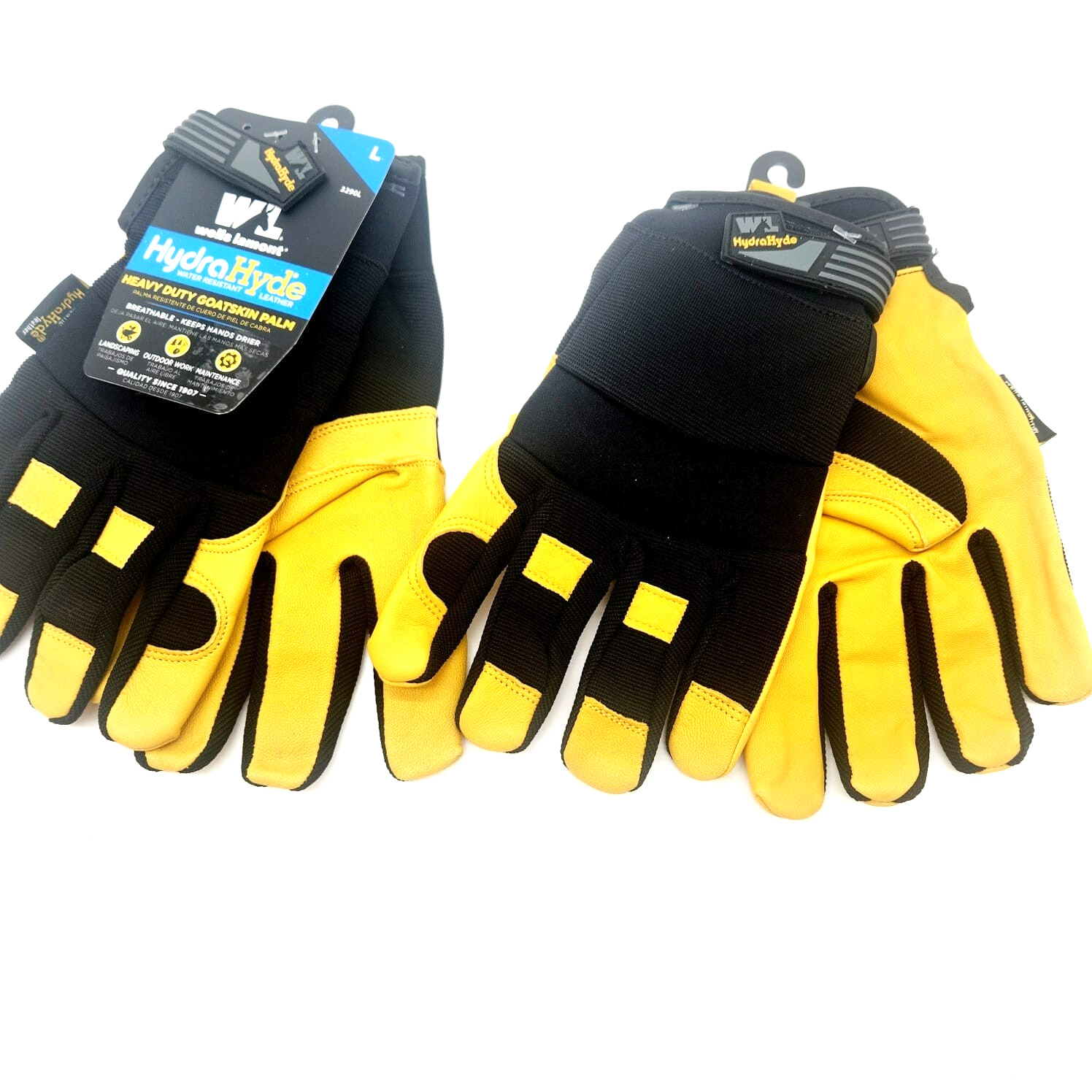 2-Pack Men’s Wells Lamont Large Leather Work Gloves HydraHyde Waterproof Durable