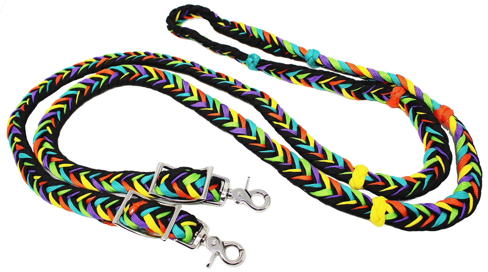 Horse Western Nylon Braided 8 Ft. Roping Knotted Barrel Reins 607246