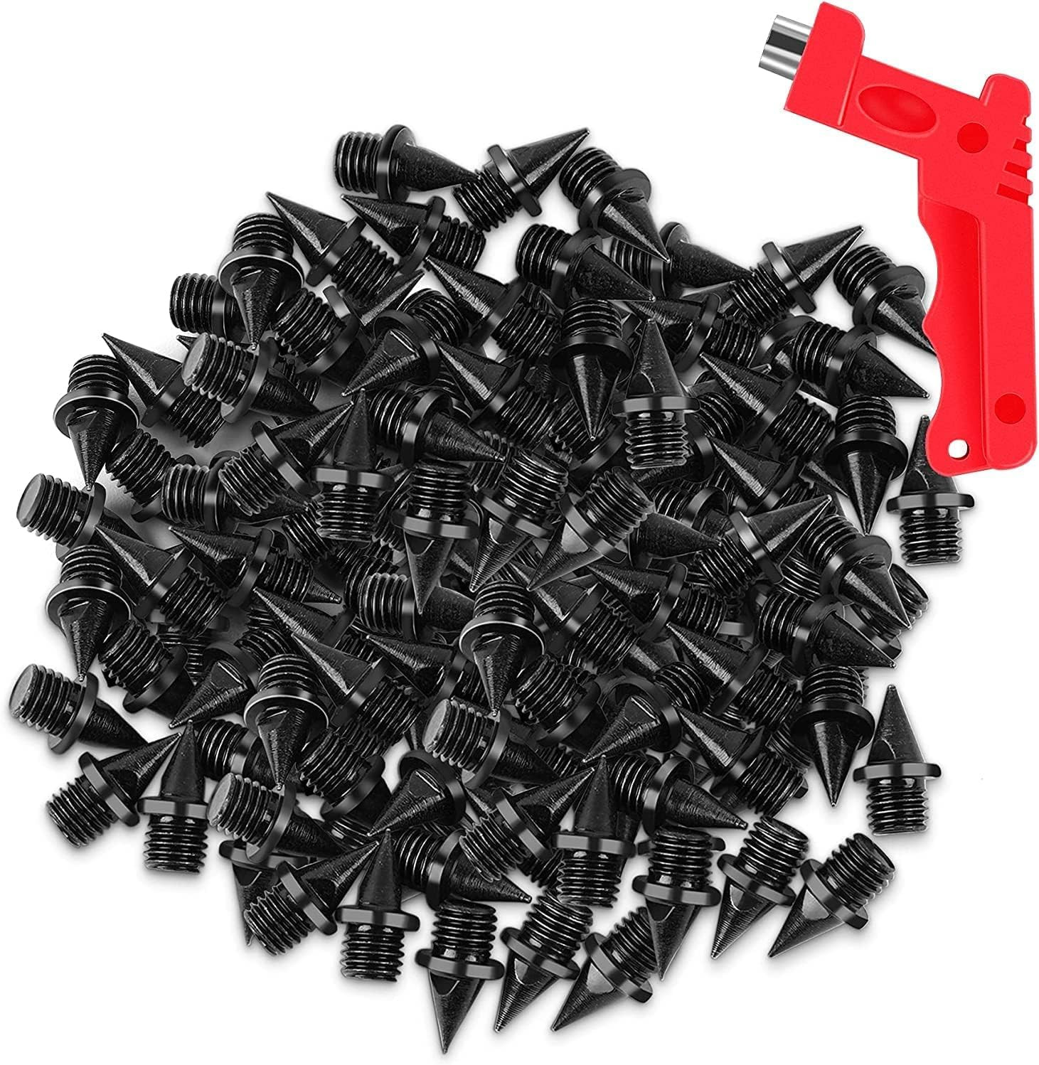 100 Pcs Steel Track Cross Country Black Spikes Replacement 1/4 Inch Shoe New