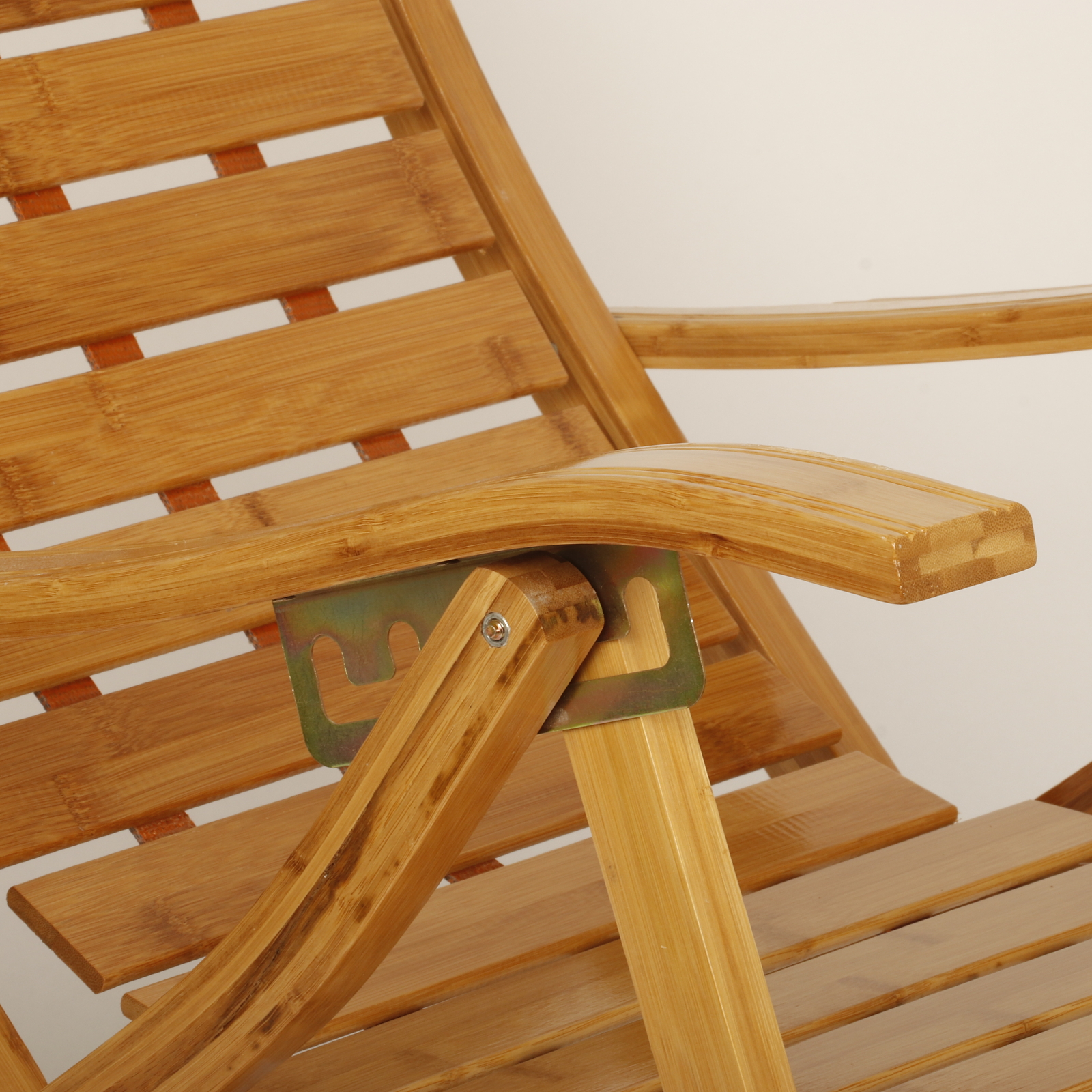 Adjustable Rocking Chair w/Cushion Folding Bamboo Recliner Backyard Porch Sofa