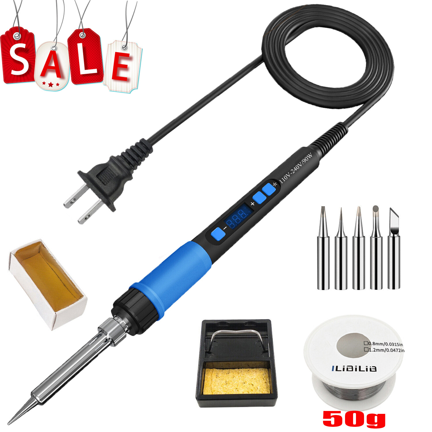 Soldering Iron Set 90W Soldering Station Adjustable Temperature Solder Tip Stand