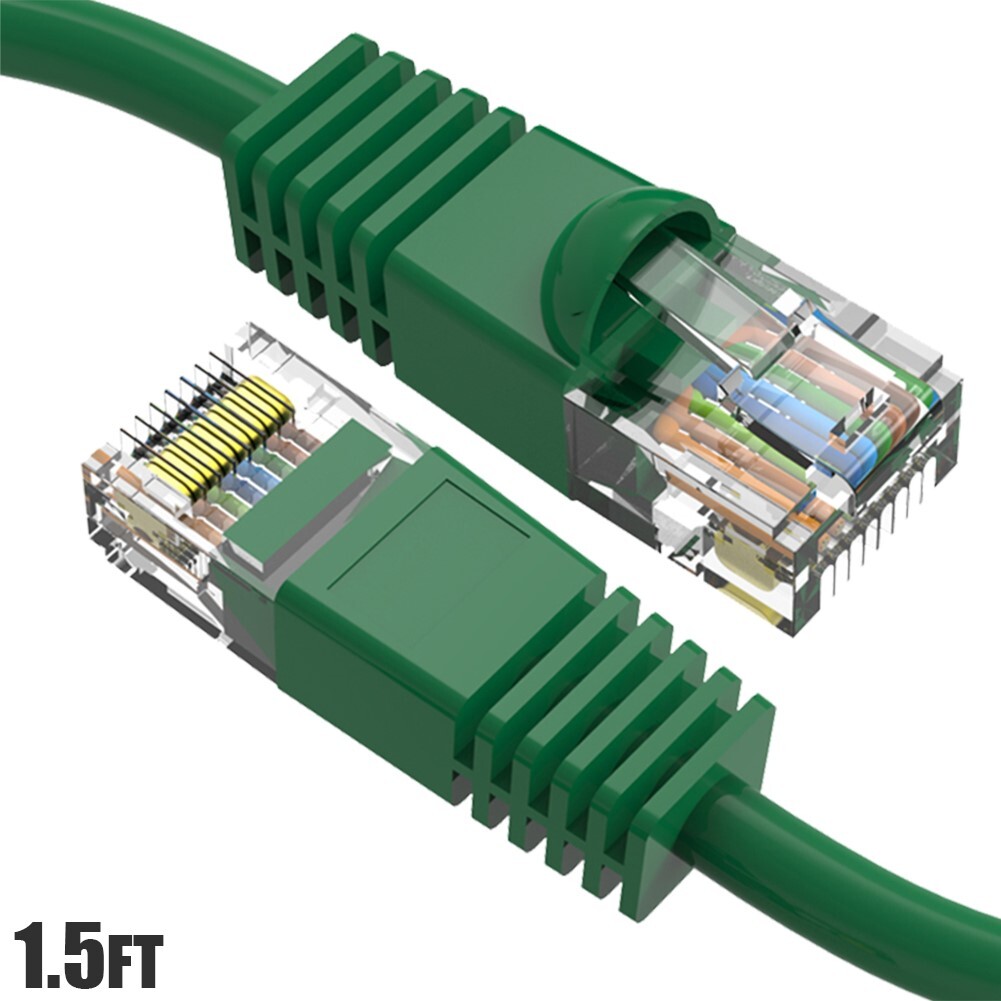 1.5FT Cat6 RJ45 Ethernet LAN Network UTP Snagless Patch Cable Pure Copper Green