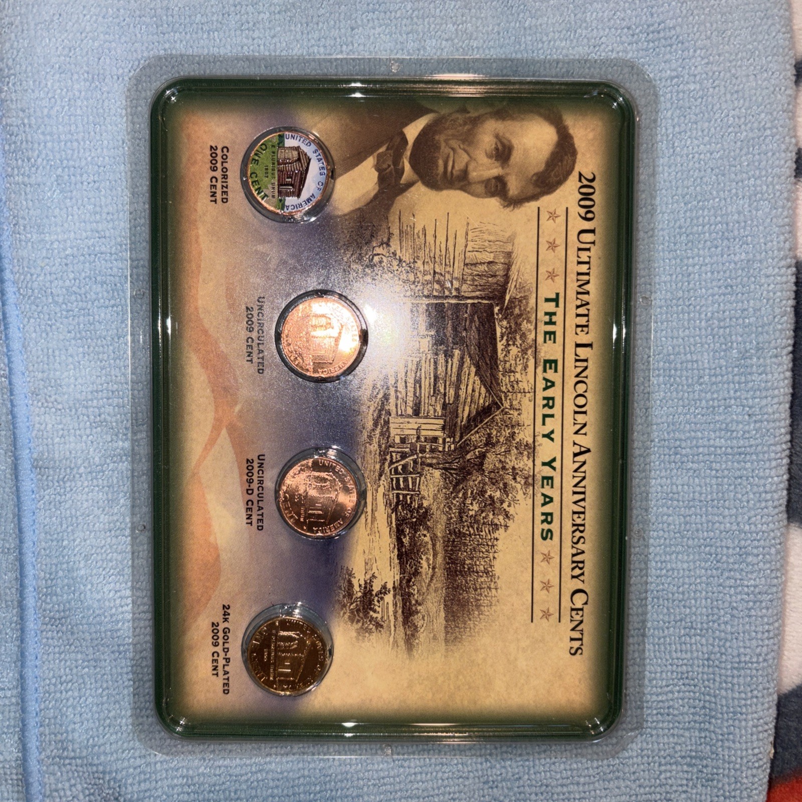 2009 ULTIMATE LINCOLN ANNIVERSARY CENTS EARLY YEARS Colorized w/ 24K Gold Plated