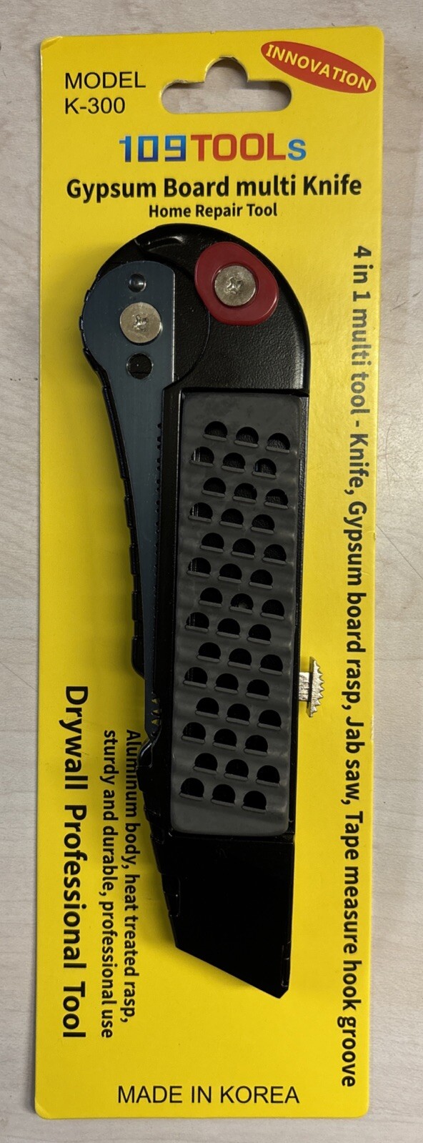 Gypsum Board Multi Knife K-300 - 4 In 1 Multi Tool - Knife, Rasp, Jab Saw