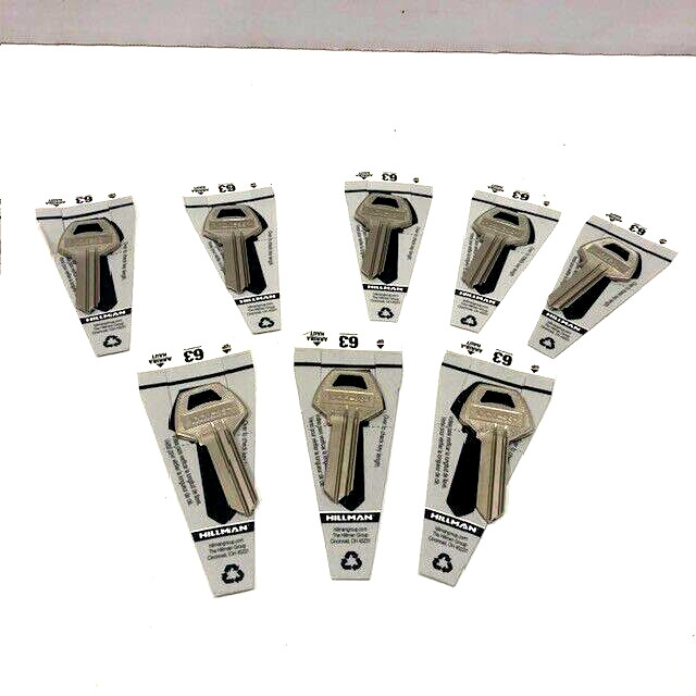 Hillman 87563 Brass Nickel #63 Traditional Single Sided Blank Key Pack of 8