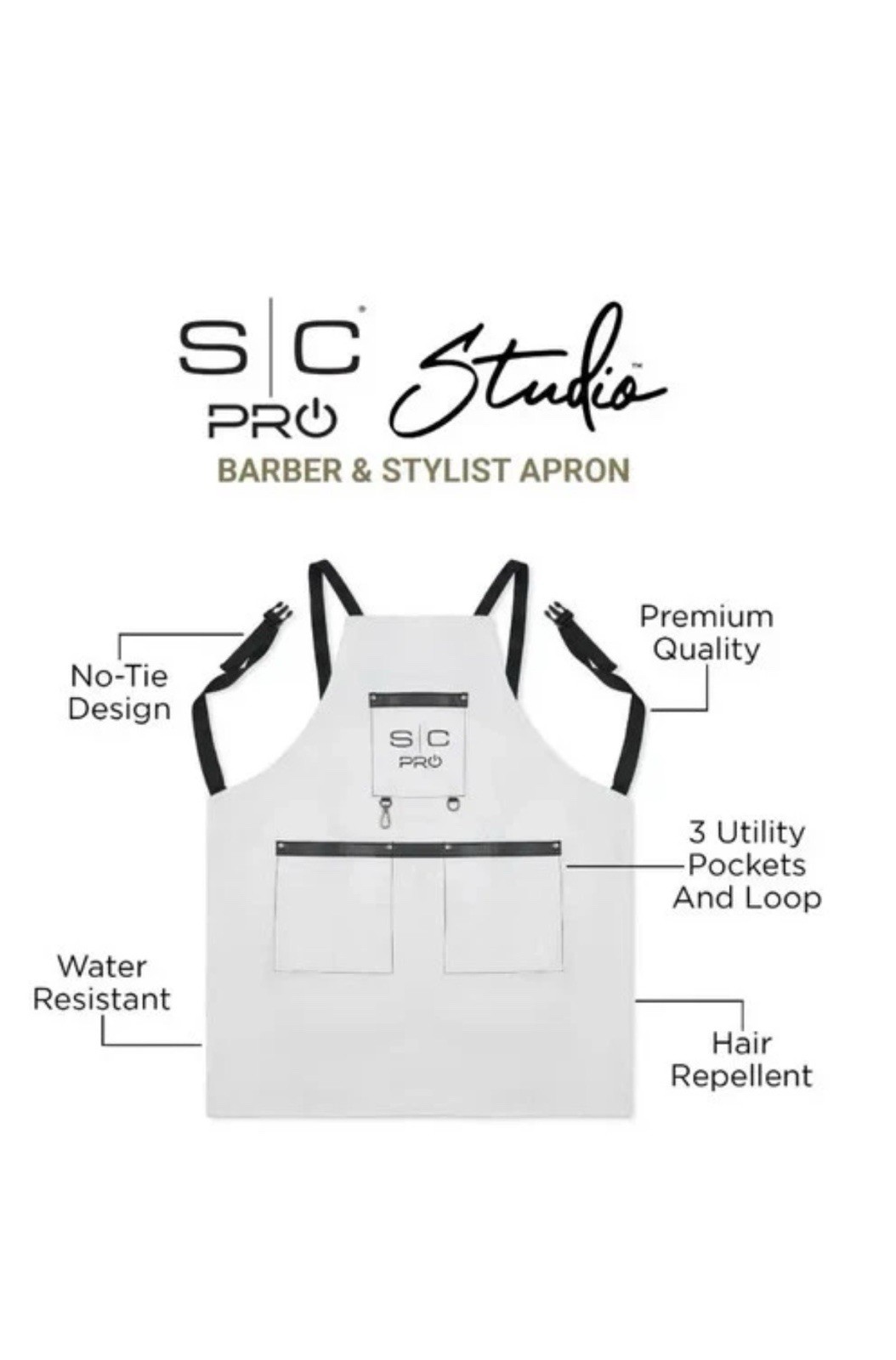 StyleCraft Studio Barber & Stylist Apron White/Black SC339W