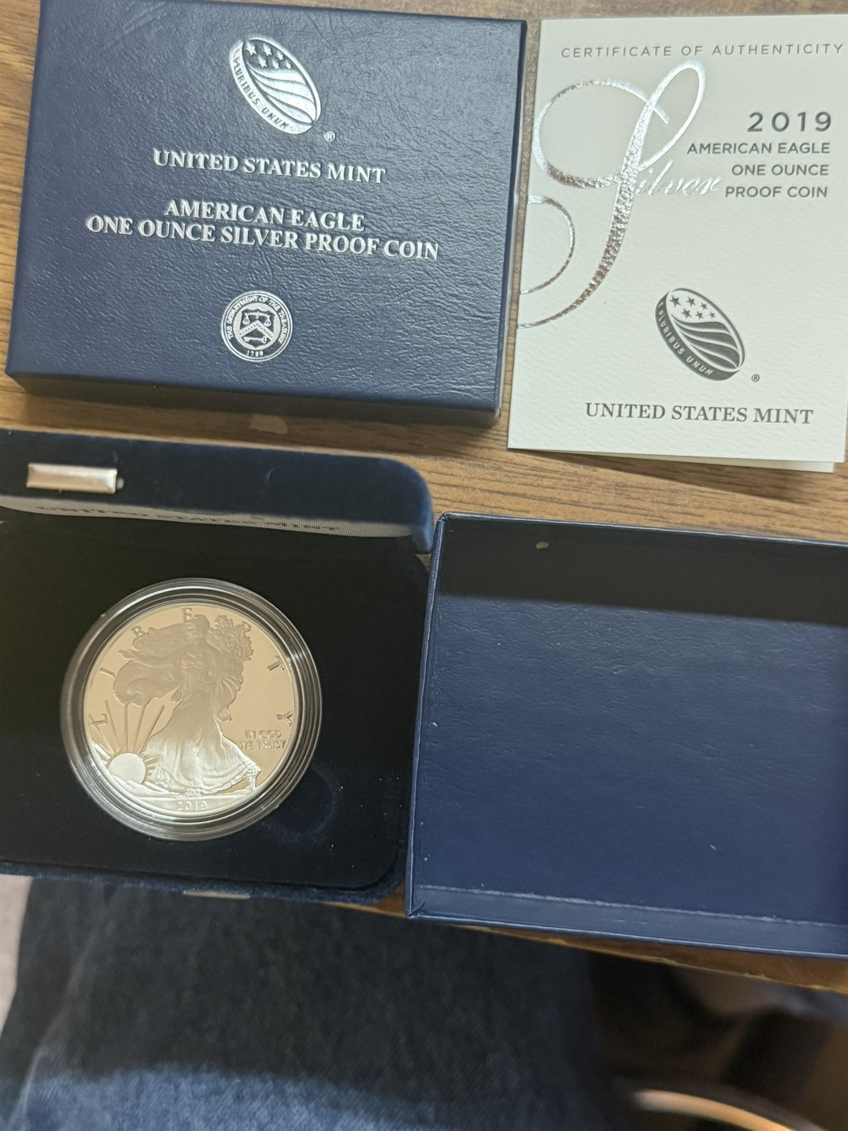 2019 S (PROOF) Silver American Eagle With Box and COA