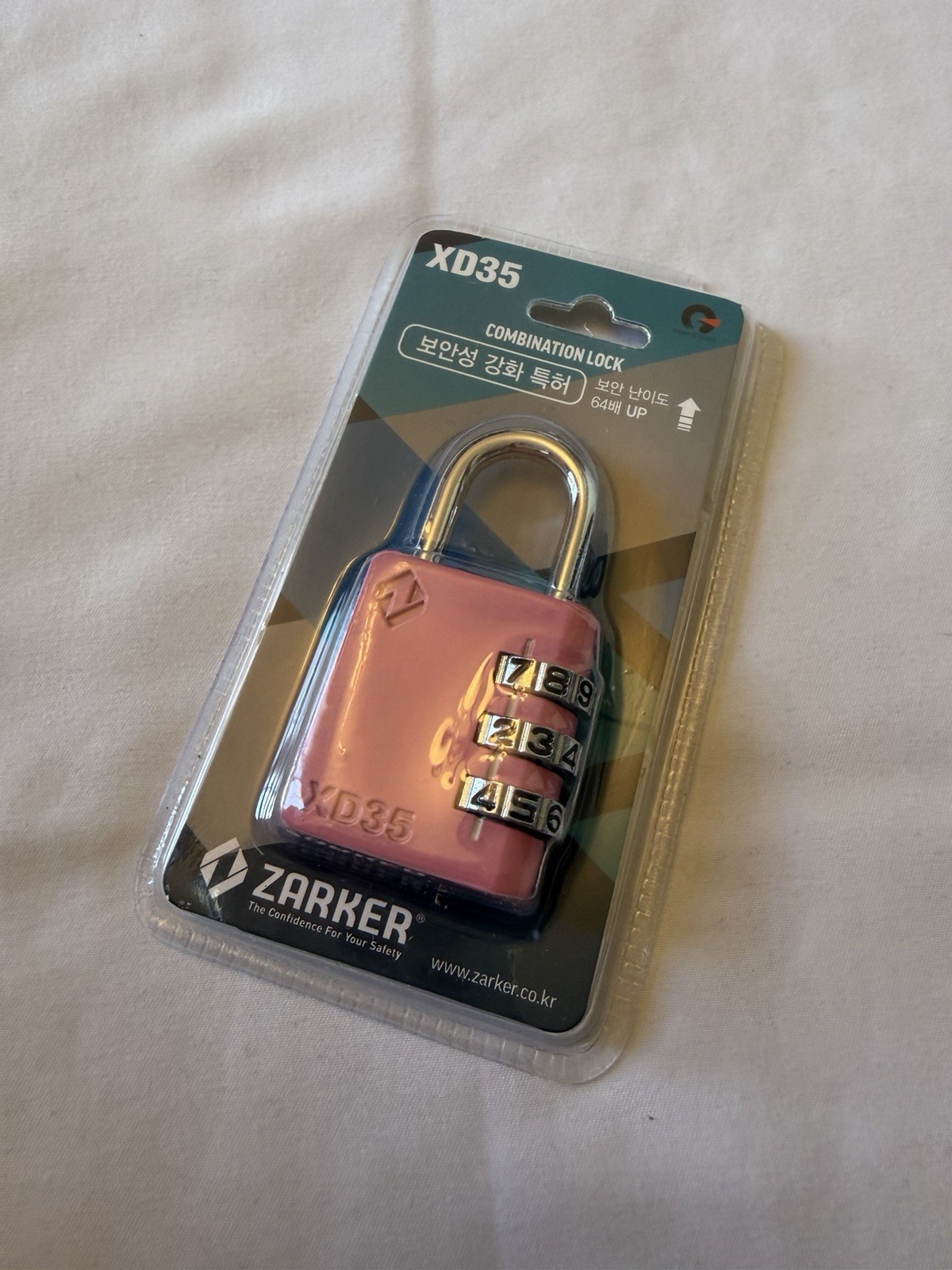 Zarker XD35 Combination Padlock Pink Resettable Metallic, per piece