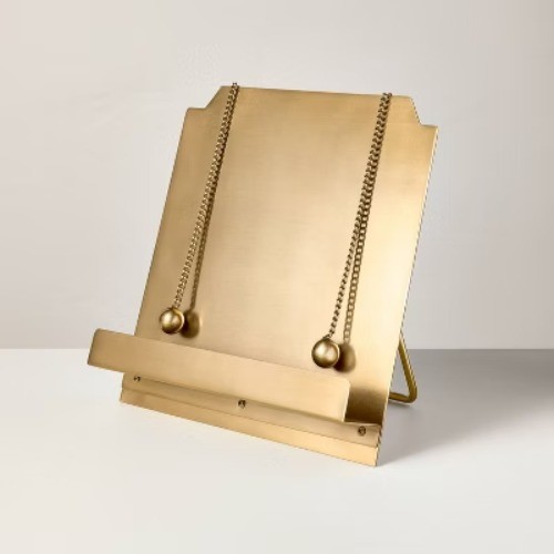 Brass Cookbook Holder with Weighted Chains - Hearth & Hand with Magnolia