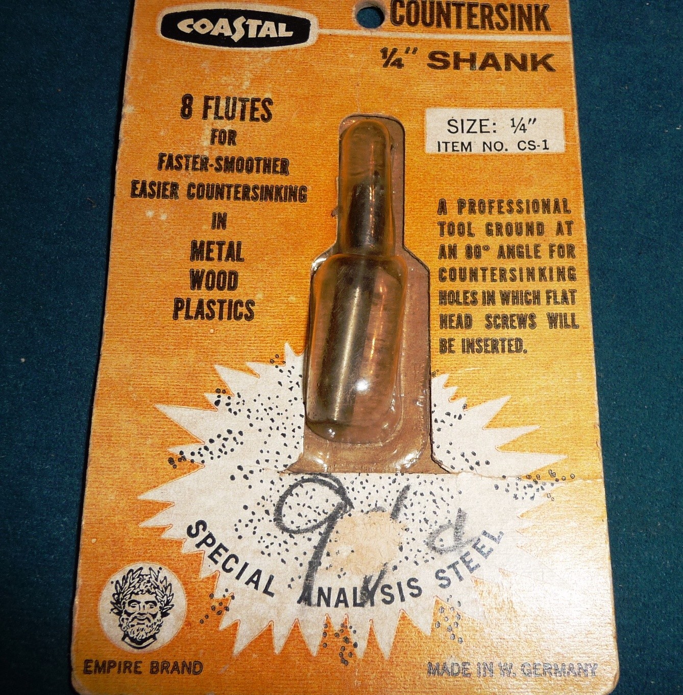 Coastal Countersink 1/4" Shank 8 Flutes for metal wood plastics NOS