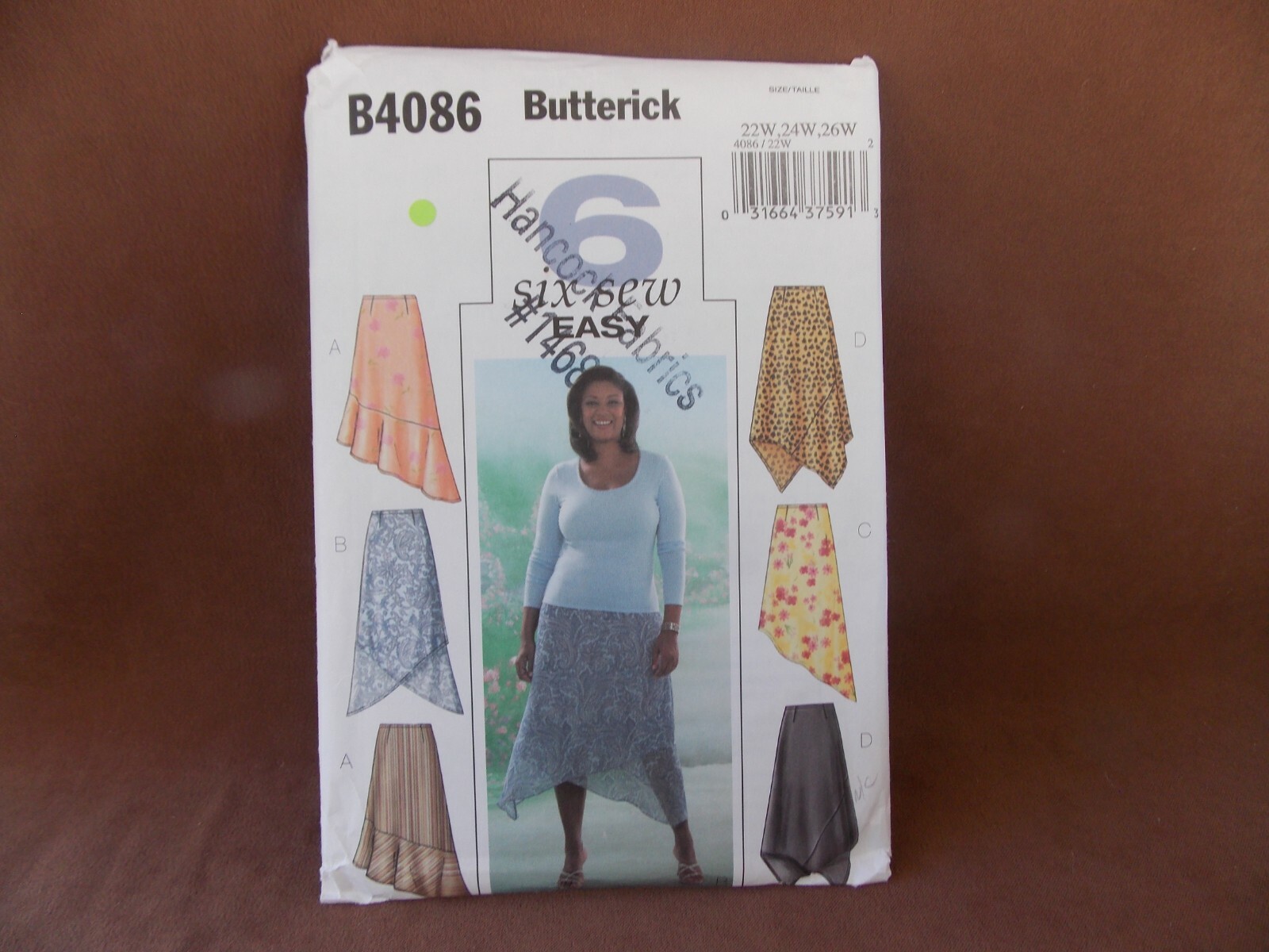 Butterick Womens/Womens Petite Skirts Sizes 22W-26W Uncut Pattern B4086