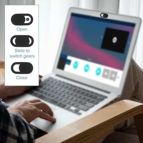 30Pcs Ultra-Thin Sliding Camera Privacy Covers Black ABS Universal