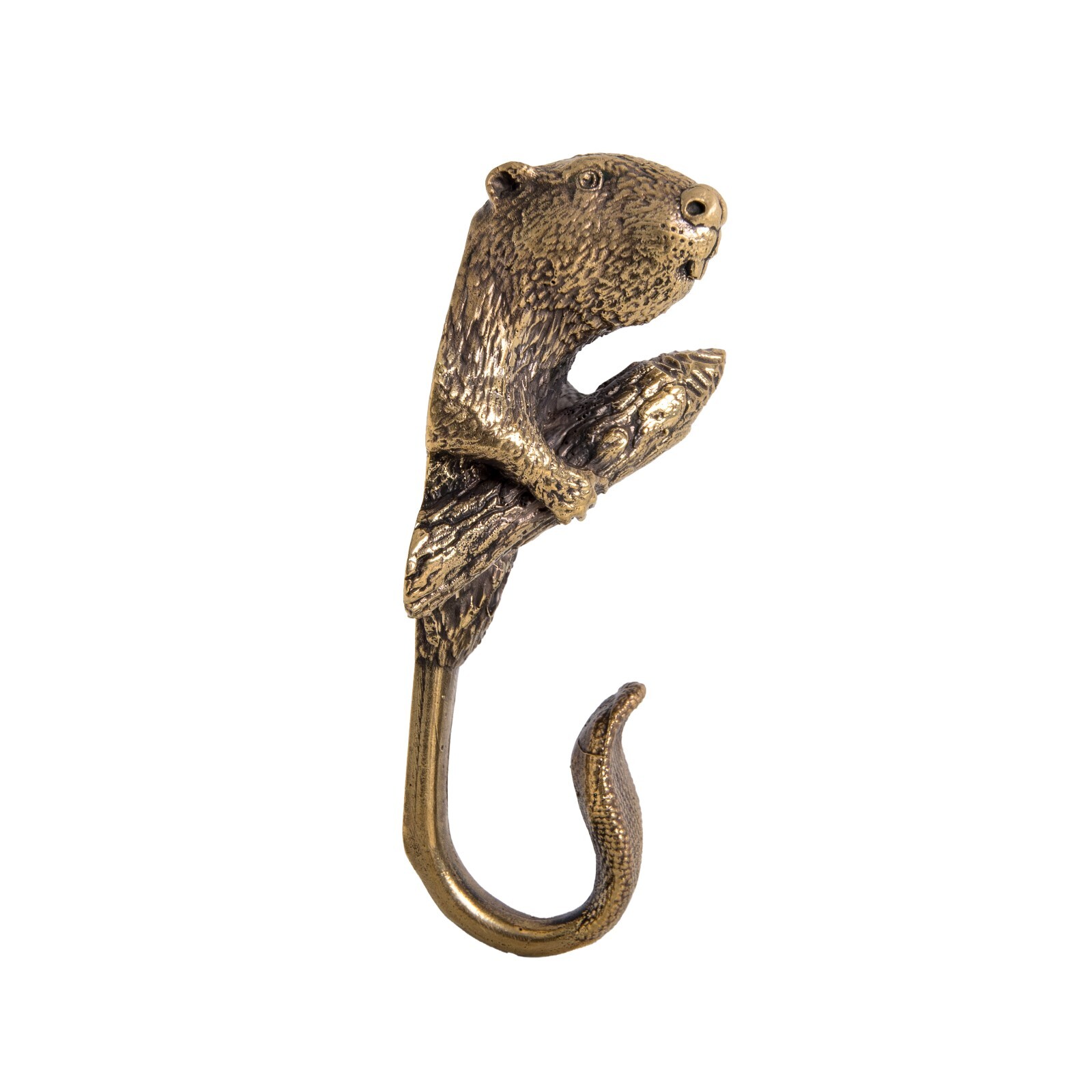 Brass beaver-shaped wall hook, sturdy decorative hook. Wall hooks unique